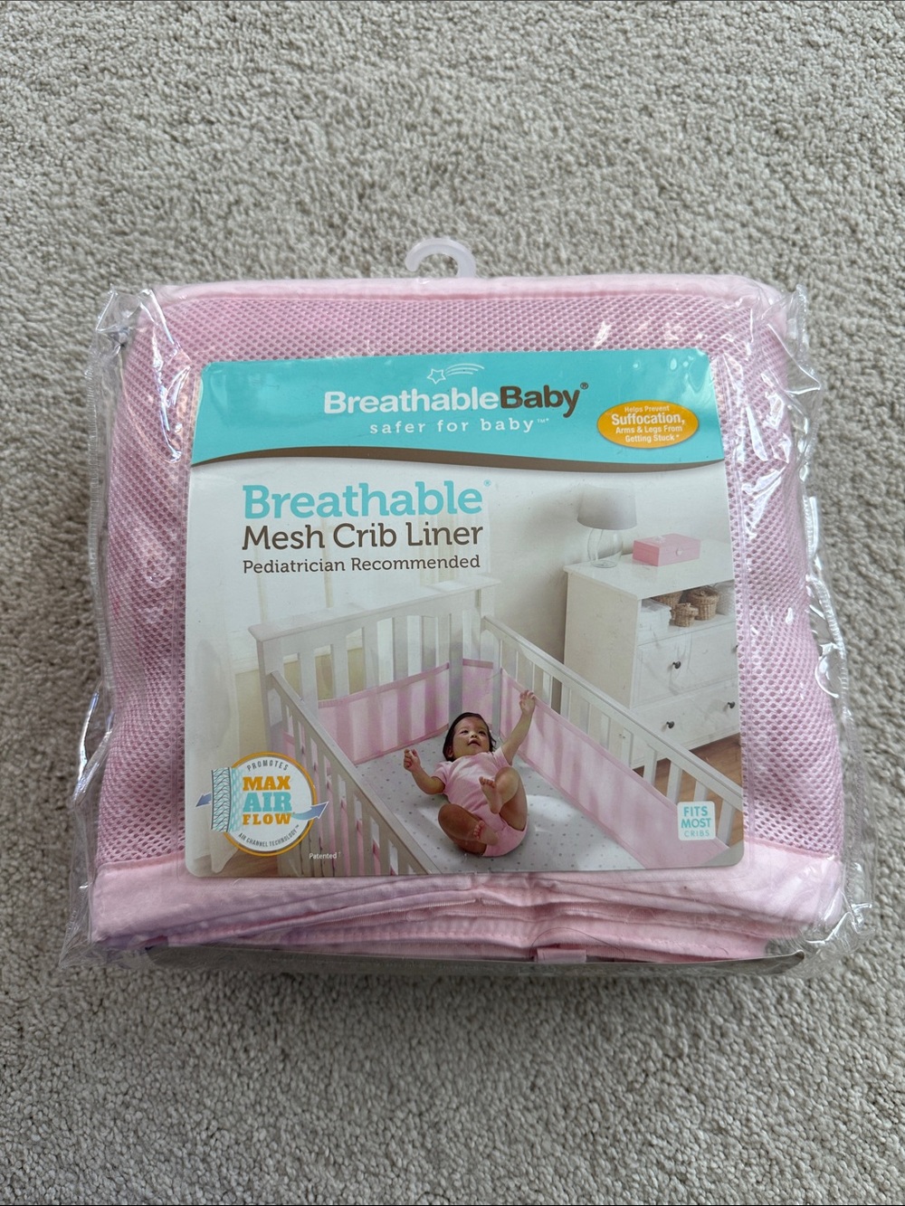 Pre-owned Pink Breathable Mesh Crib Liner
